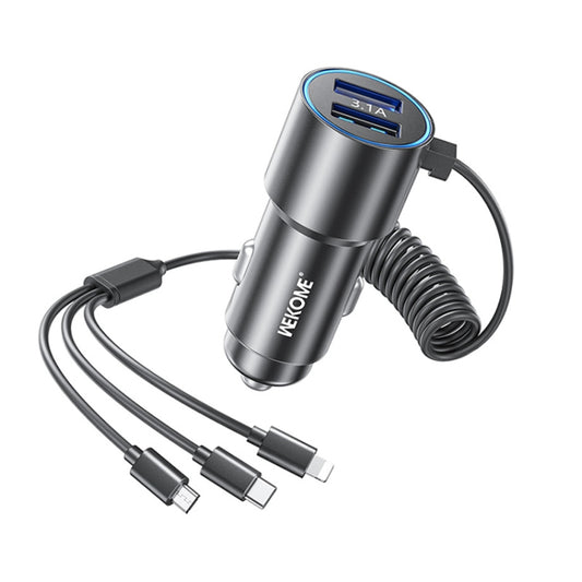 شاحن سيارة سريع 3 في 1 من سلسلة Pop Digital من WK WP-C44، بمنفذي USB، بقوة 33 وات، WP-C44 (أسود)، WP-C44 (أخضر)، WP-C44 (فضي)