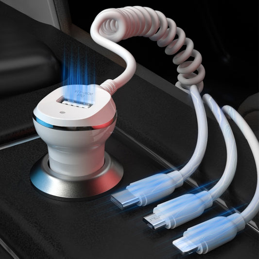 كابل بيانات 3 في 1 WP-C24 3.1A من WK، الإصدار المجاني 8 سنون / Micro USB / USB-C / Type-C + شاحن سيارة USB، WP-C24