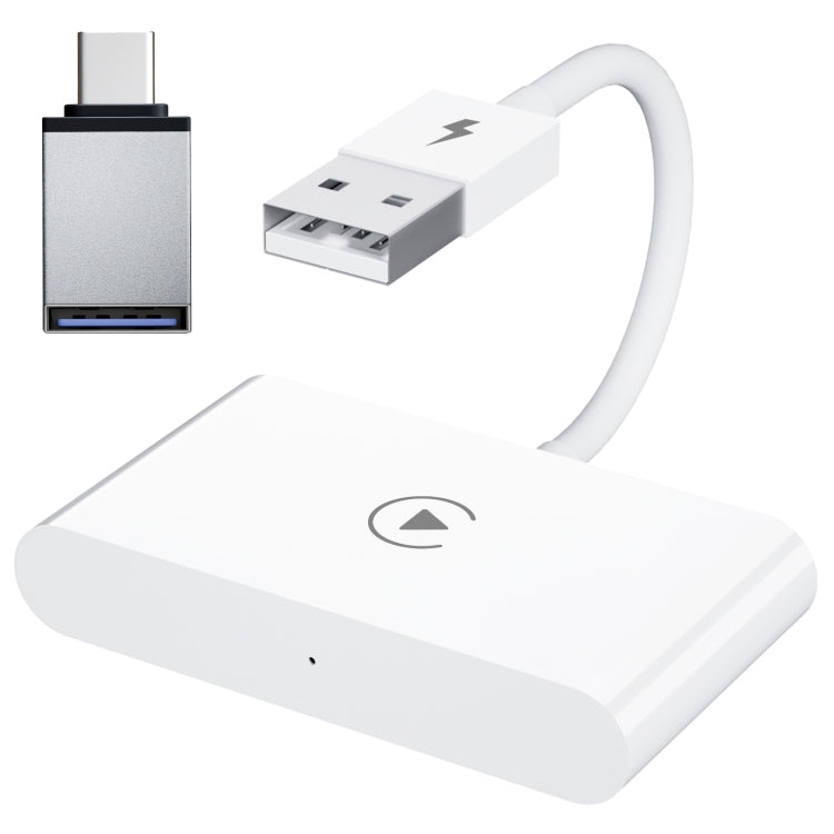 محول Carplay سلكي إلى لاسلكي USB + USB-C / Type-C لجهاز iPhone، مستطيل أبيض