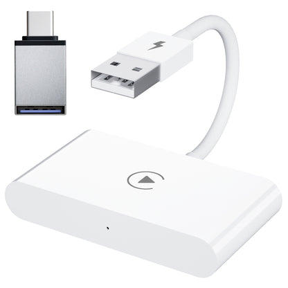 محول Carplay سلكي إلى لاسلكي USB + USB-C / Type-C لجهاز iPhone، مستطيل أبيض