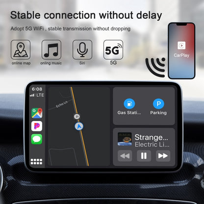 محول Carplay سلكي إلى لاسلكي USB + USB-C / Type-C لجهاز iPhone، مستطيل أبيض
