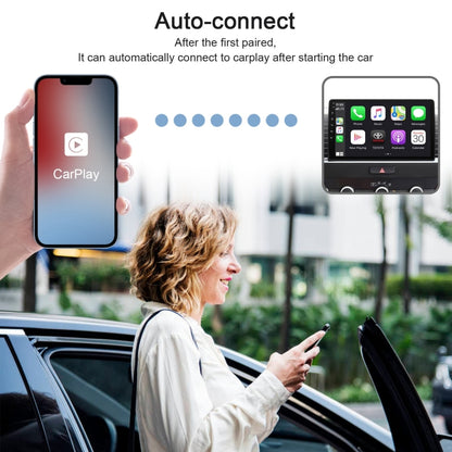 محول Carplay سلكي إلى لاسلكي USB + USB-C / Type-C لجهاز iPhone، مستطيل أبيض
