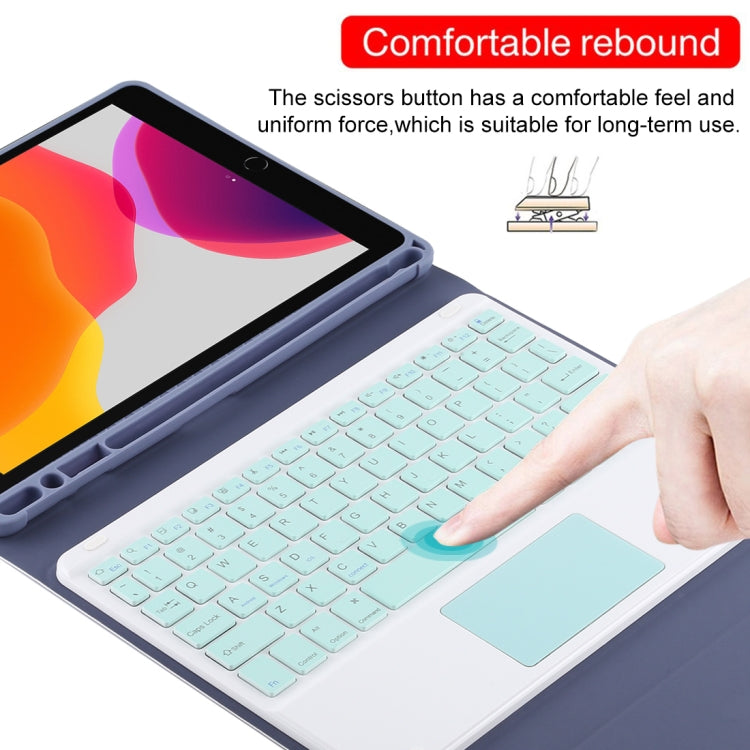 TG-102BC Detachable Bluetooth Green Keyboard + Microfiber Leather Tablet Case for iPad 10.2 inch / iPad Air (2019), with Touch Pad & Pen Slot & Holder, Green Keyboard