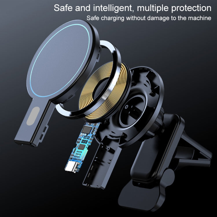 K07 15W Max Output Magnetic Car Air Outlet Bracket Wireless Charger, K07