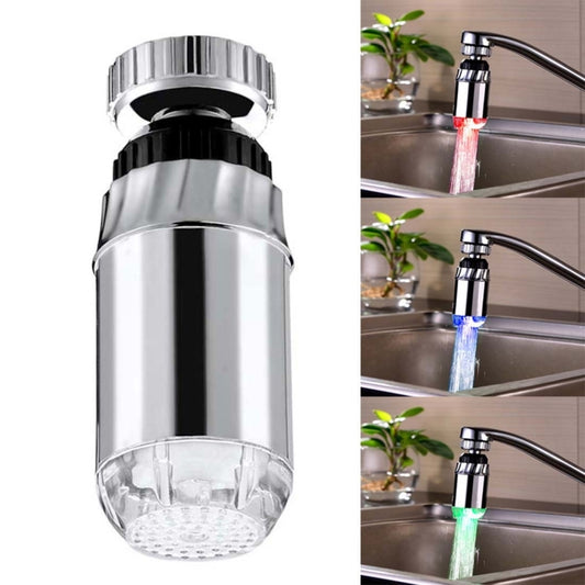 SDF-B2 1 LED ABS Temperature Sensor RGB LED Faucet Light Water Glow Shower, Size: 78 x 28mm, Interface: 22mm (Silver), SDF-B2