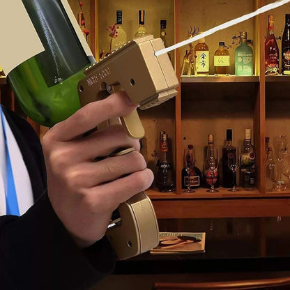 Plastic Wrapped Metal Bubbly Blaster Champagne Bottle Squirt Gun Bar Tool, Plastic Wrapped Metal