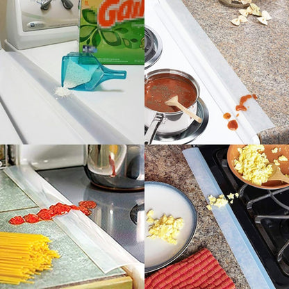 2 PCS 25 inches Gas Stove Slit Strip Antifouling Dustproof Waterproof Kitchen Sealing Strip, 25 inches, 25 inches (Black)