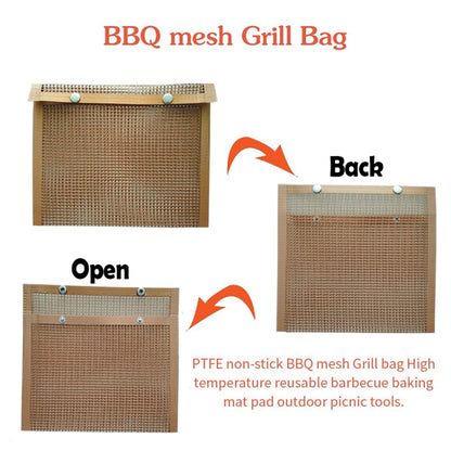 Barbecue Heat Resistant Non-stick Grilling Mesh BBQ Baking Bag, Size: 27 x 22cm (Copper), 27 x 22cm (Copper)