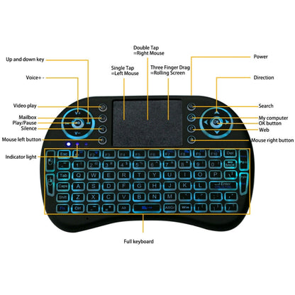 2.4GHz Mini i8 Wireless QWERTY Keyboard with Colorful Backlight & Touchpad & Multimedia Control for PC, Android TV BOX, X-BOX Player, Smartphones, Change Colorful Backlight