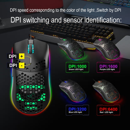 HXSJ J900 6 Keys RGB Lighting Programmable Gaming Wired Mouse (White), J900(Black), J900(White)