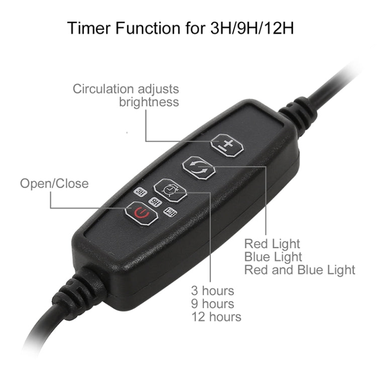 30W Triple Heads Adjustable Spectrum Timing LED Lamp for Plant Growth Lighting, DC 5V, 30W