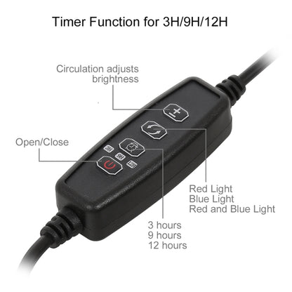 30W Triple Heads Adjustable Spectrum Timing LED Lamp for Plant Growth Lighting, USB Plug DC 5V