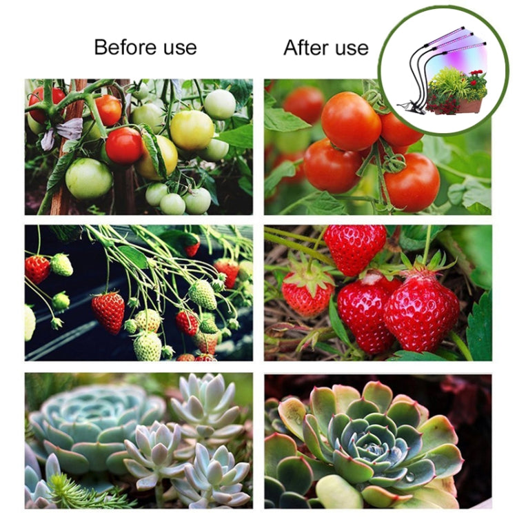 30W Triple Heads Adjustable Spectrum Timing LED Lamp for Plant Growth Lighting, DC 5V, 30W