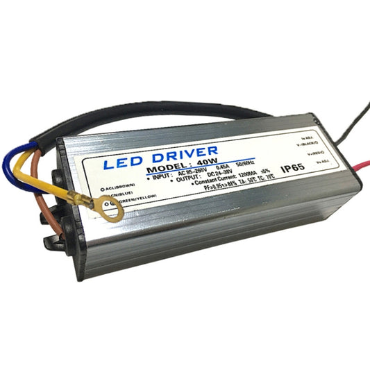 محول تشغيل LED بقوة 40 واط من تيار متردد 85-265 فولت إلى تيار مستمر 24-38 فولت، مقاوم للماء IP65، 40 واط