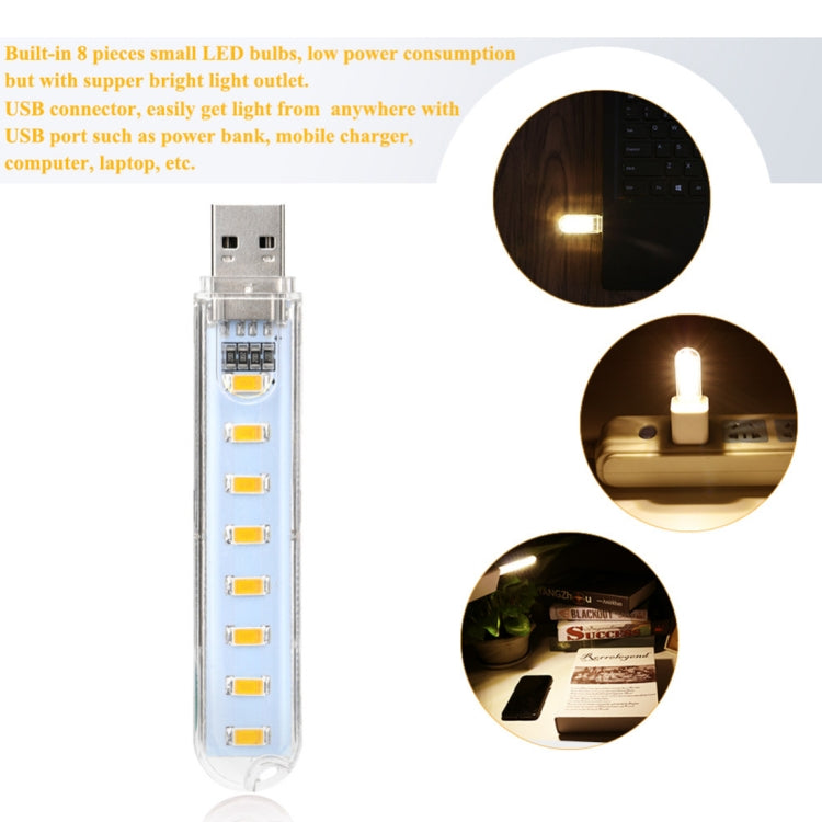 3W 8 LEDs 5730 SMD USB LED Book Light Portable Night Lamp, DC 5V, 8 LEDs