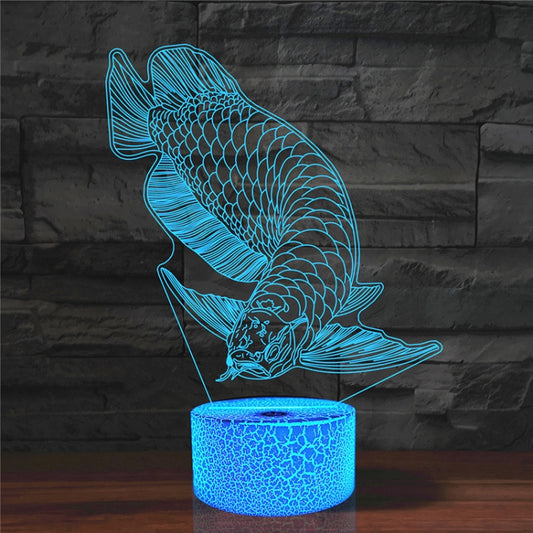 Fish Shape 3D Colorful LED Vision Light Table Lamp, Crack Touch Version, Crack Touch Version