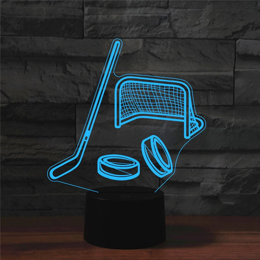 Ice Hockey Shape 3D Colorful LED Vision Light Table Lamp, Charging Touch Version, Charging Touch Version