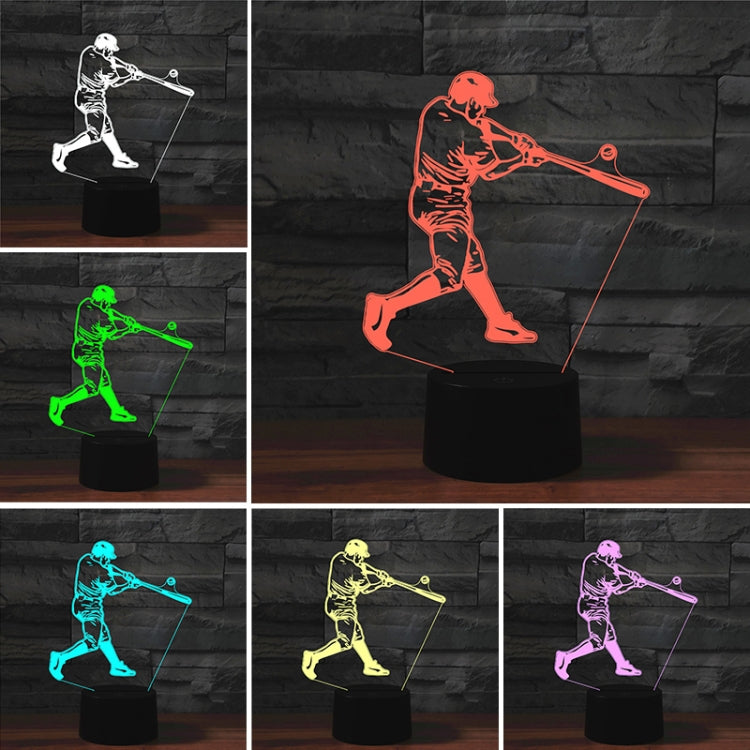 Playing Baseball Shape 3D Colorful LED Vision Light Table Lamp, USB Touch Version, USB Touch Version