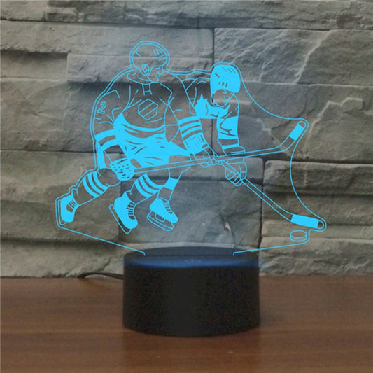 Playing Ice Hockey Shape 3D Colorful LED Vision Light Table Lamp, Charging Touch Version, Charging Touch Version