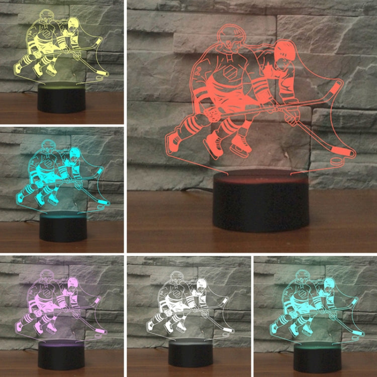 Playing Ice Hockey Shape 3D Colorful LED Vision Light Table Lamp, Charging Touch Version, Charging Touch Version