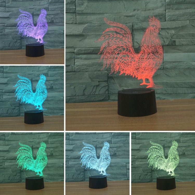Cock Shape 3D Colorful LED Vision Light Table Lamp, 16 Colors Remote Control Version, 16 Colors Remote Control Version