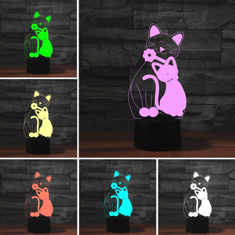 Cat Shape 3D Colorful LED Vision Light Table Lamp, 16 Colors Remote Control Version, 16 Colors Remote Control Version