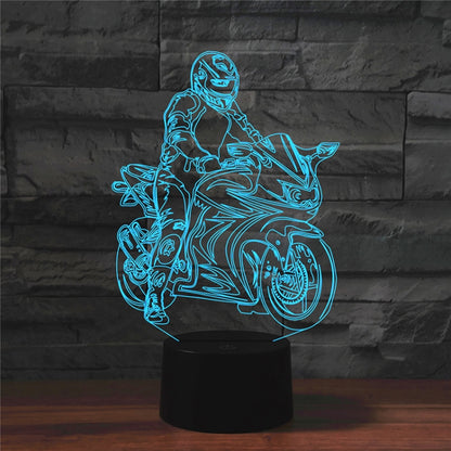 مصباح طاولة LED ملون ثلاثي الأبعاد على شكل دراجة نارية، إصدار USB يعمل باللمس، إصدار USB يعمل باللمس
