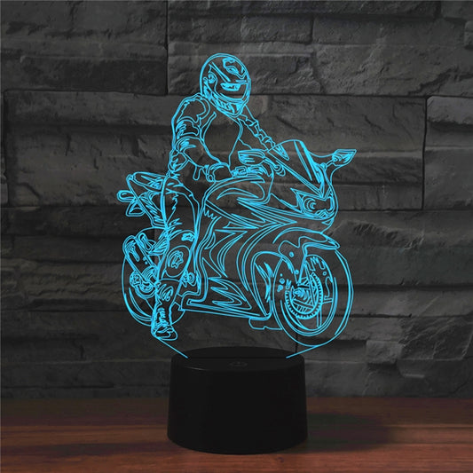Motorcycle Shape 3D Colorful LED Vision Light Table Lamp, Crack Remote Control Version, Crack Remote Control Version
