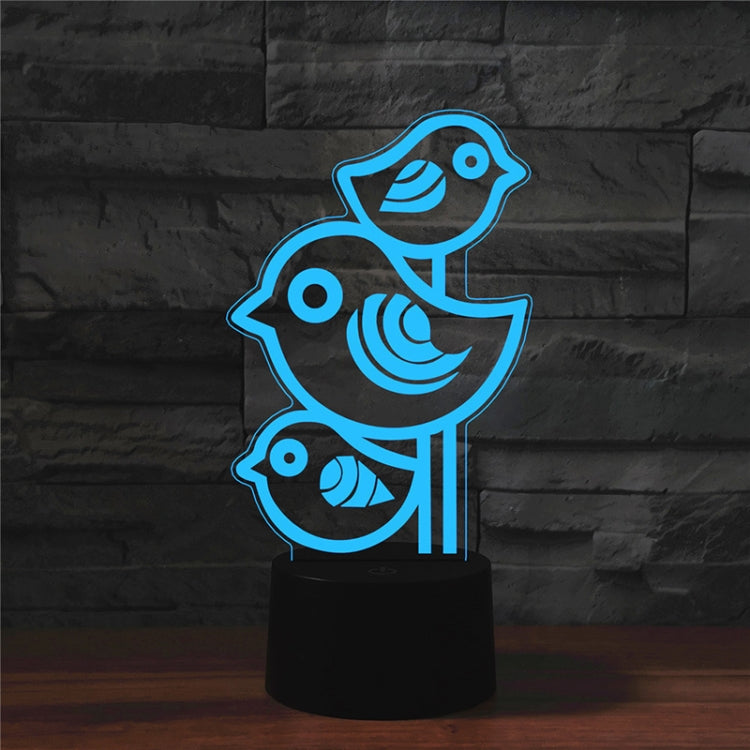 Three Birds Shape 3D Colorful LED Vision Light Table Lamp, 16 Colors Remote Control Version, 16 Colors Remote Control Version