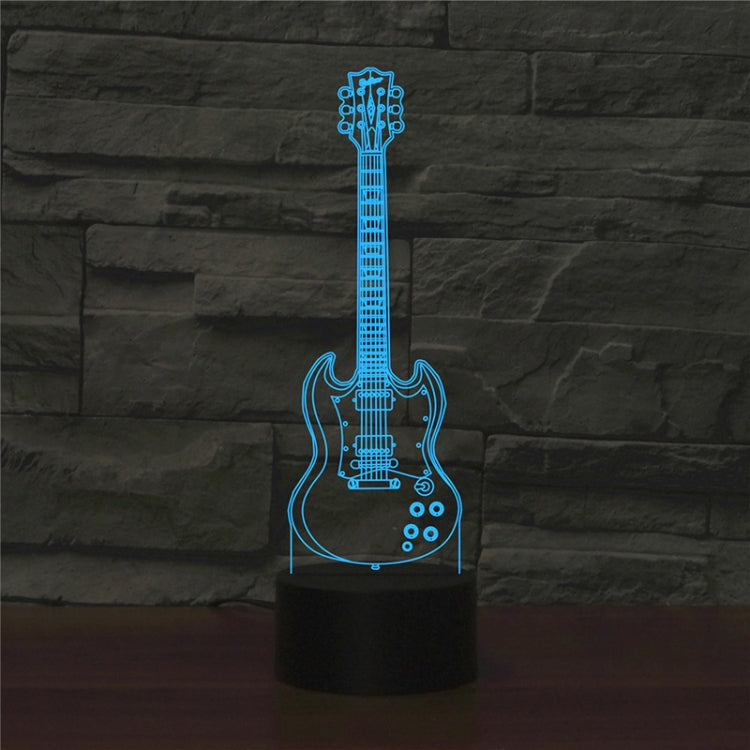 Five-string Guitar Shape 3D Colorful LED Vision Light Table Lamp, USB Touch Version, USB Touch Version