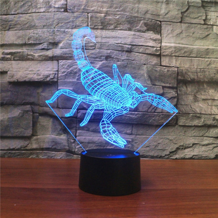 Scorpion Shape 3D Colorful LED Vision Light Table Lamp, USB Touch Version, USB Touch Version