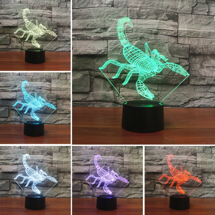 Scorpion Shape 3D Colorful LED Vision Light Table Lamp, USB Touch Version, USB Touch Version