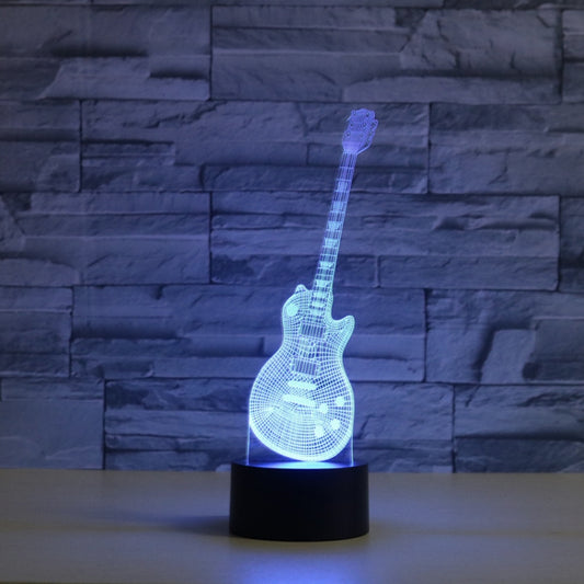 Guitar Shape 3D Colorful LED Vision Light Table Lamp, 16 Colors Remote Control Version, 16 Colors Remote Control Version