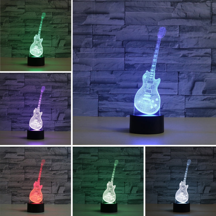 Guitar Shape 3D Colorful LED Vision Light Table Lamp, 16 Colors Remote Control Version, 16 Colors Remote Control Version