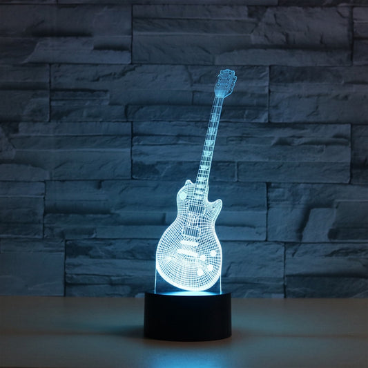 Guitar Shape 3D Colorful LED Vision Light Table Lamp, Crack Touch Version, Crack Touch Version