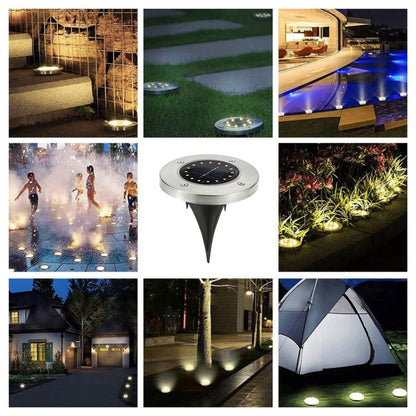 قطعتان من مصابيح LED تعمل بالطاقة الشمسية تحت الأرض مقاومة للماء IP65، إضاءة خارجية للحديقة والشارع، 16 مصباح LED