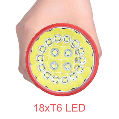 3 تروس، DB18 18xT6، تدفق ضوئي: مصباح يدوي LED بقوة 5400 لومن، مع 4 بطاريات 18650