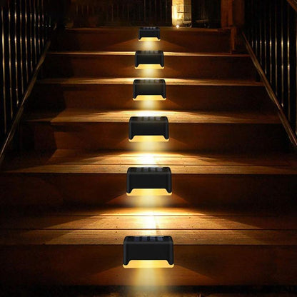 12 قطعة من مصابيح LED الخارجية التي تعمل بالطاقة الشمسية للسلالم، مقاومة للماء IP65، مصباح حديقة، ضوء أبيض دافئ، 12 قطعة باللون الأسود، 12 قطعة باللون البني