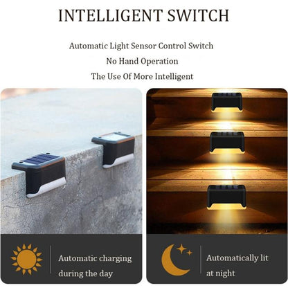 12 قطعة من مصابيح LED الخارجية التي تعمل بالطاقة الشمسية للسلالم، مقاومة للماء IP65، مصباح حديقة، ضوء أبيض دافئ، 12 قطعة باللون الأسود، 12 قطعة باللون البني