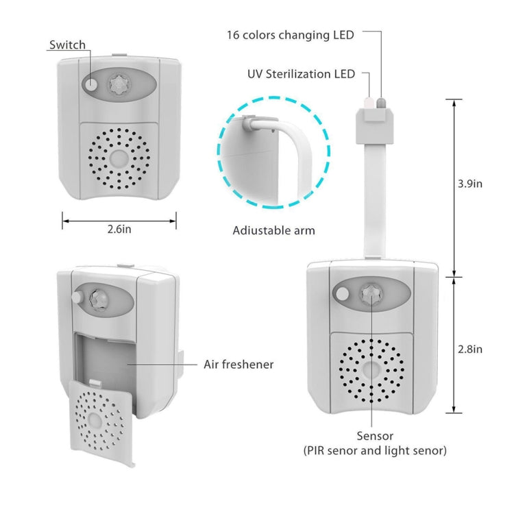 Home Toilet Bathroom Seat Night Light, DC 5V, PIR Motion UV Sterilization Light