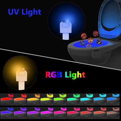 Home Toilet Bathroom Seat Night Light, DC 5V, PIR Motion UV Sterilization Light