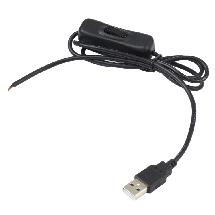 كابل طاقة موصل كهربائي USB لشريط الإضاءة LED، مع مفتاح، طول الكابل: 1 متر