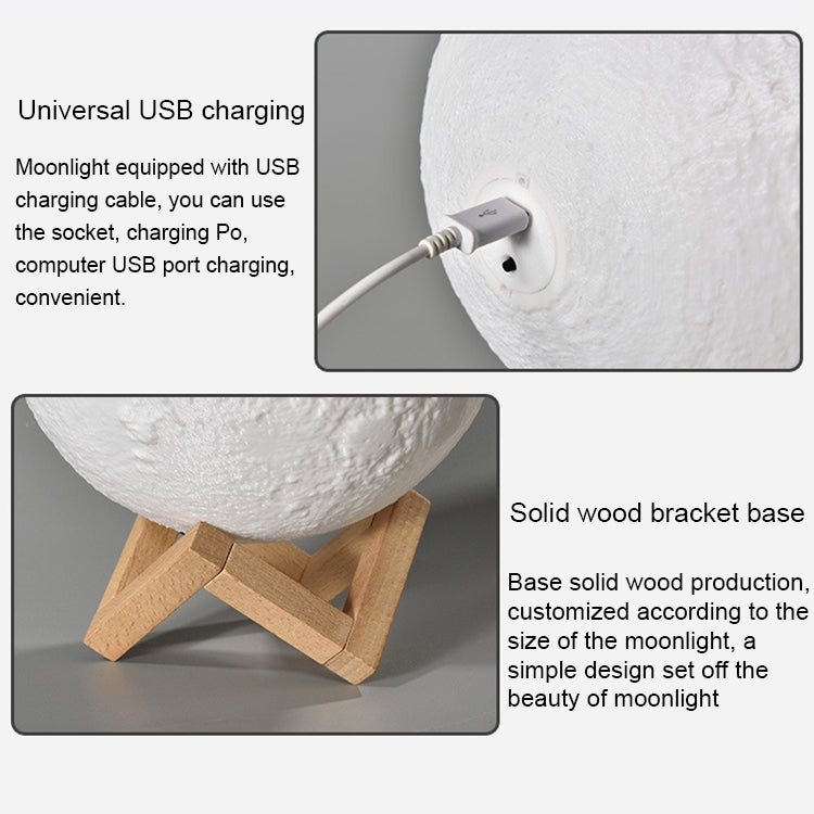 USB Charging LED Energy-saving Night Light with Wooden Holder Base, Touch 2-color(15cm)