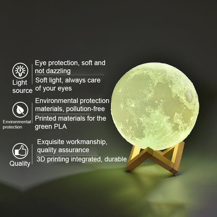 USB Charging LED Energy-saving Night Light with Wooden Holder Base, Touch 2-color(15cm)