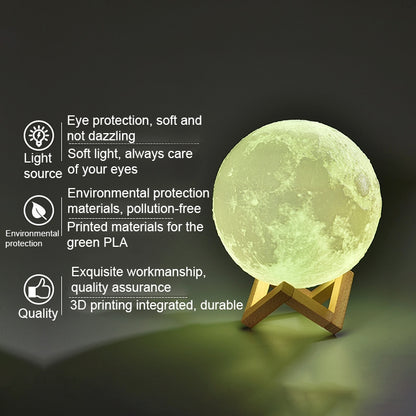 USB Charging LED Energy-saving Night Light with Wooden Holder Base, Touch 2-color(15cm)