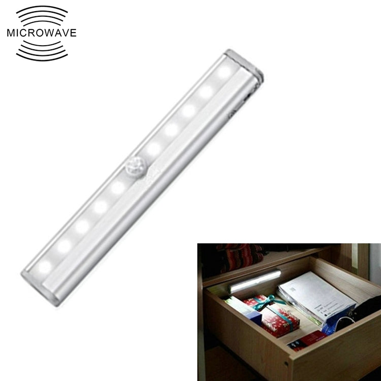 0.8W 10 LEDs White Light Narrow Screen Intelligent Human Body Sensor Light LED Corridor Cabinet Light, USB Charging Version, 0.8W 10 LEDs White