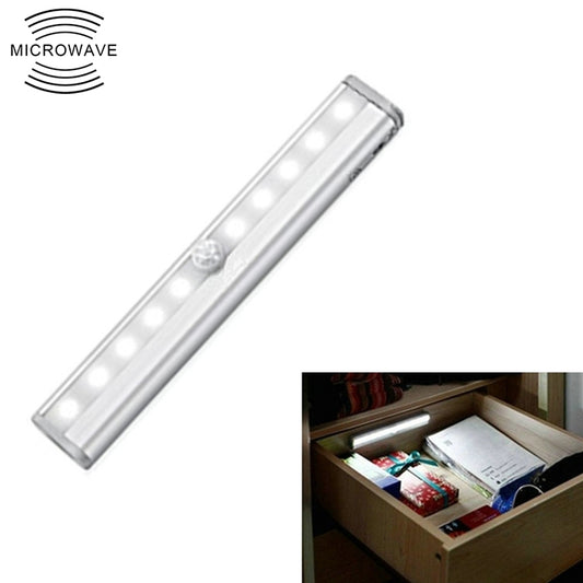 0.8W 10 LEDs White Light Narrow Screen Intelligent Human Body Sensor Light LED Corridor Cabinet Light, USB Charging Version, 0.8W 10 LEDs White