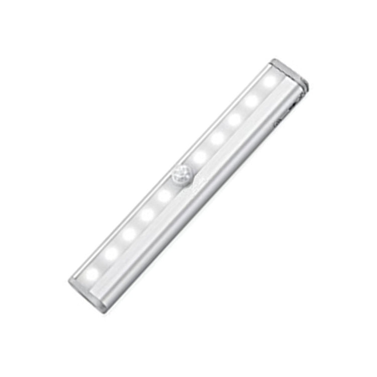 0.8W 10 LEDs White Light Narrow Screen Intelligent Human Body Sensor Light LED Corridor Cabinet Light, USB Charging Version, 0.8W 10 LEDs White