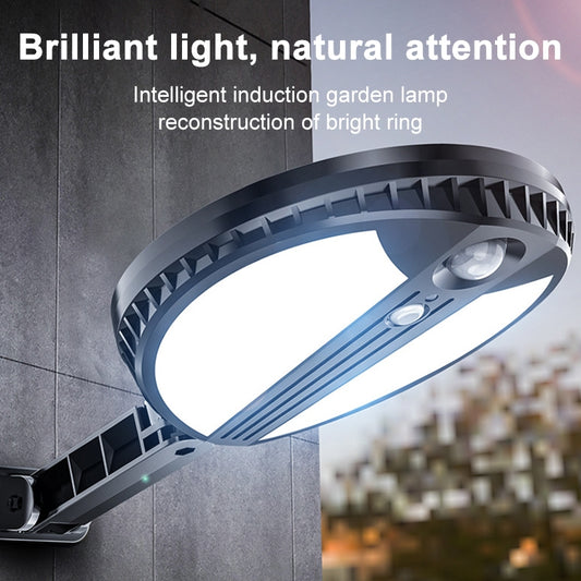 مصباح حديقة دائري يعمل بالطاقة الشمسية، 70 مصباح LED، 450 لومن، مقاوم للماء IP65، جسم مصباح حثي للشارع