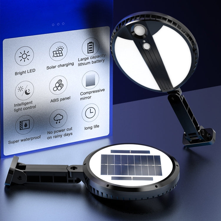 مصباح حديقة دائري يعمل بالطاقة الشمسية، 70 مصباح LED، 450 لومن، مقاوم للماء IP65، جسم مصباح حثي للشارع